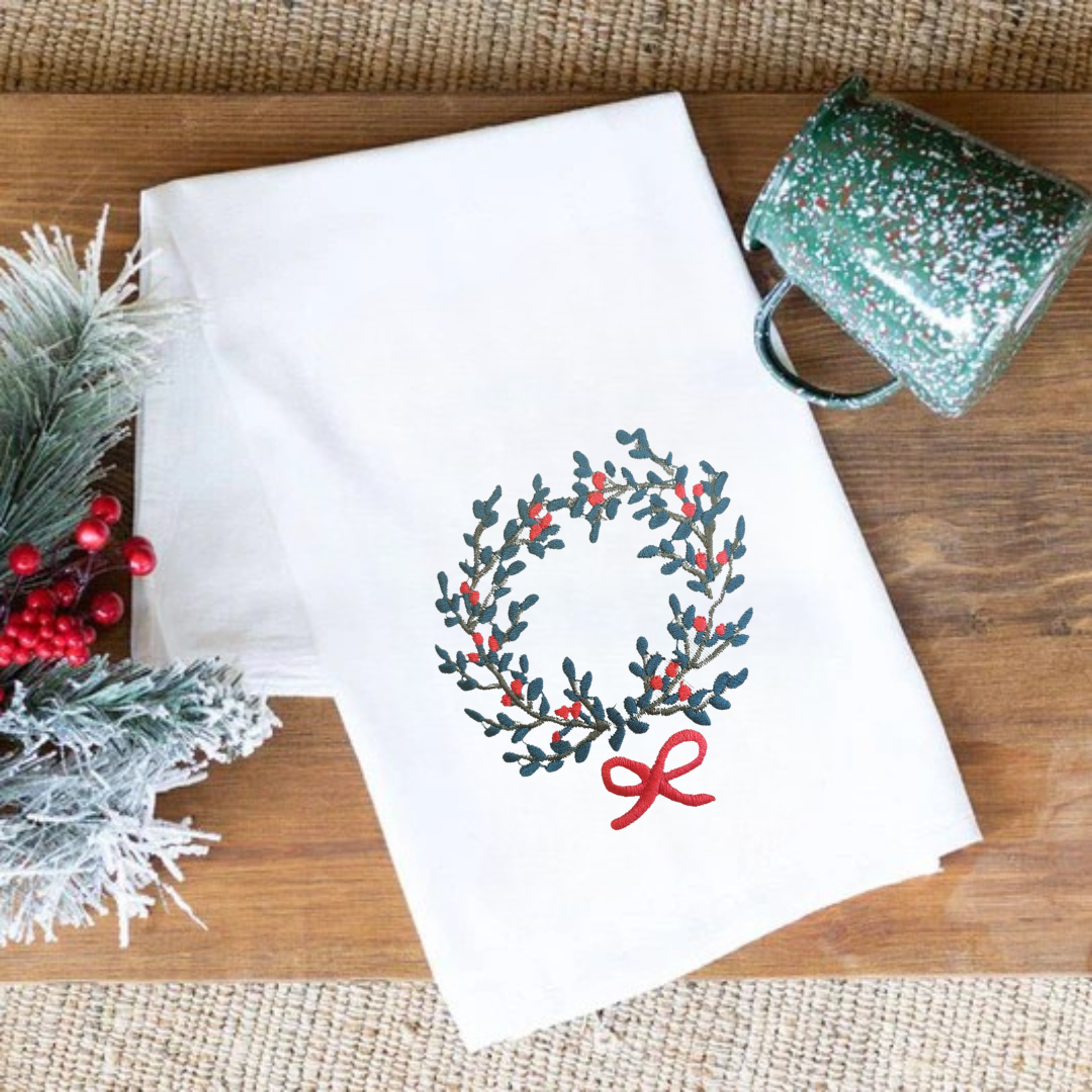 Christmas Kitchen Towel - Wreath Motif
