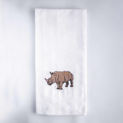 Tea Towels with Rhino Embroidery