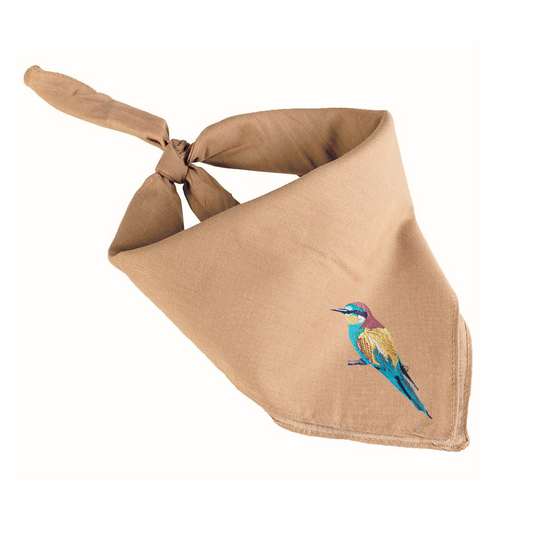 Brown Safari Bandana - Bird Embroidery
