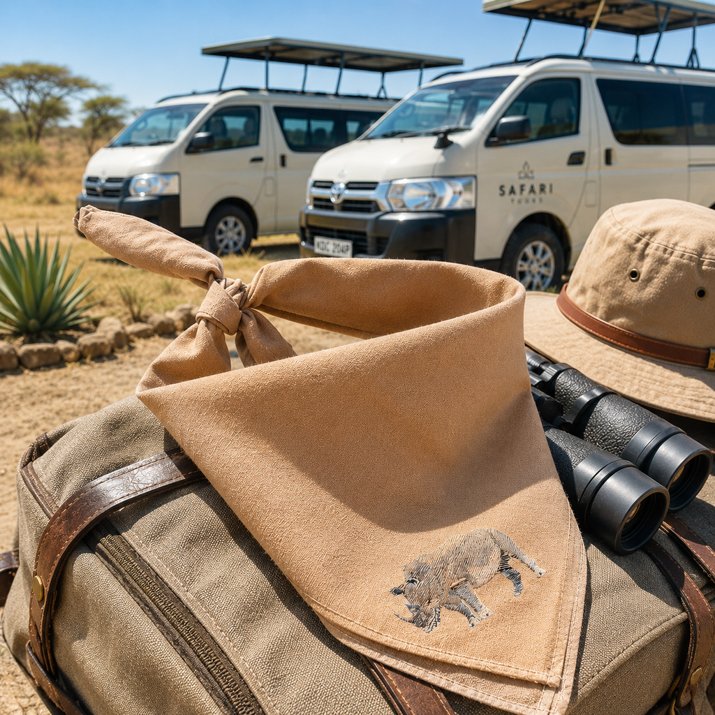 Brown Safari Bandana - Animal Embroidery