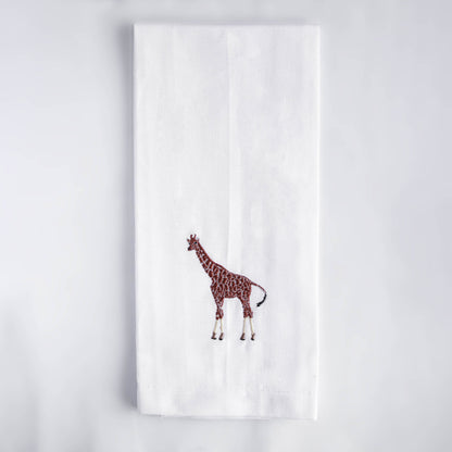 Tea Towels with Giraffe Embroidery