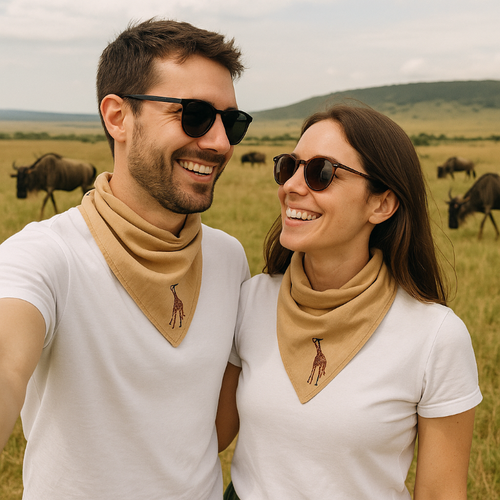 Brown Safari Bandana - Animal Embroidery