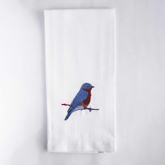 Tea Towels with Bluebird Embroidery