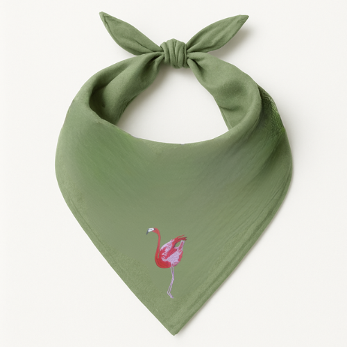 Green Safari Bandana - Bird Embroidery