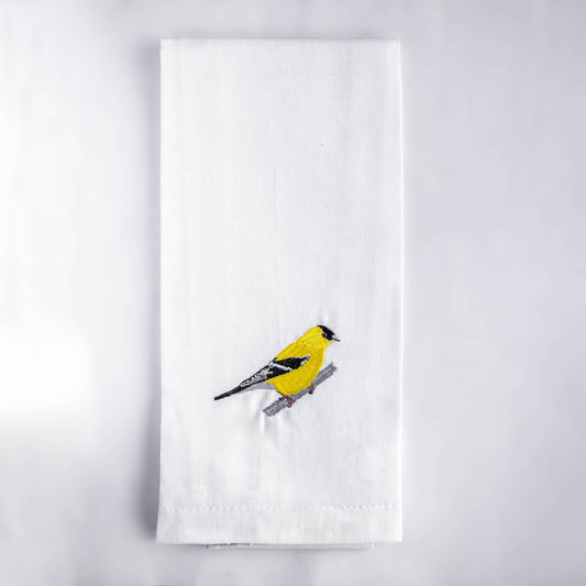 Tea Towels with Goldfinch Embroidery