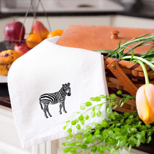 Tea Towels with Zebra Embroidery