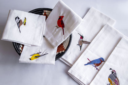 Tea Towels with Cardinal Embroidery