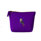 Purple pouch with a hummingbird  on a white background