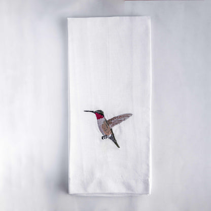 Tea Towels with Hummingbird Embroidery