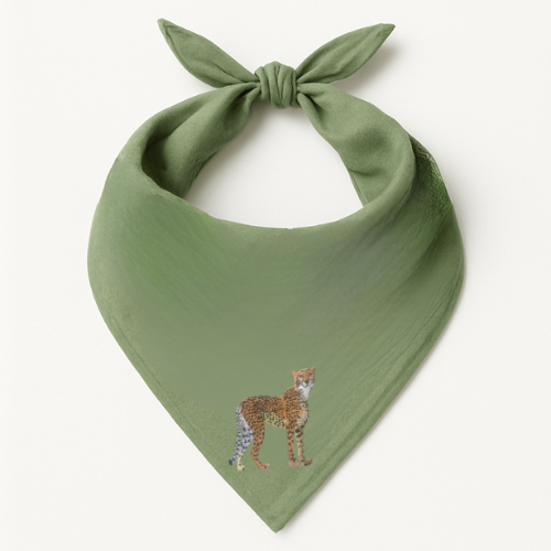 Green Safari Bandana - Animal Embroidery