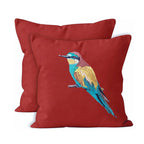 Handmade ILISAH Bee Eater Embroidery cushion covers in green, perfect for adding charm to your couch or bed.