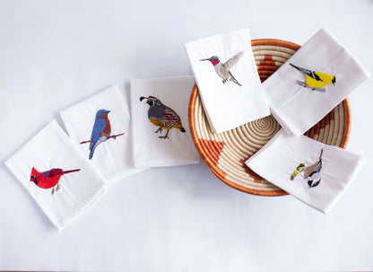 Napkins with Cardinal Embroidery