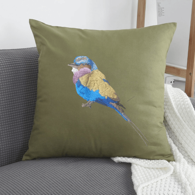 Cushion Covers- Lilac Breasted Roller Embroidery