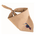 Brown Safari Bandana by ILISAH featuring bird embroidery, perfect for pets or home decor, available in flamingo, lilac-bre...