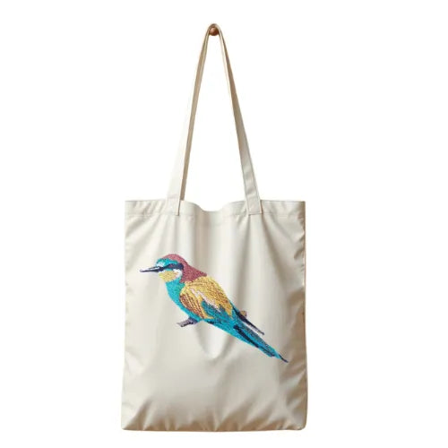 Canvas Tote - Bee Eater by ILISAH in mustard, made from 100% cotton canvas, perfect for everyday use and errands.