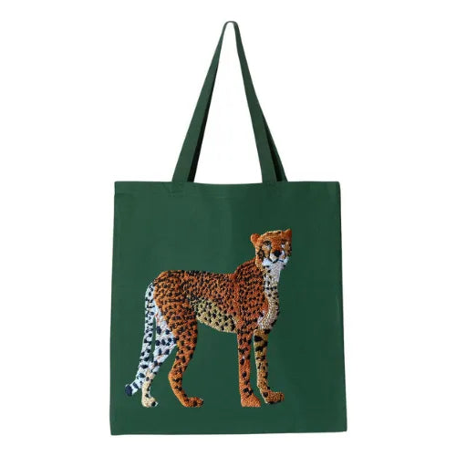 ILISAH Canvas Tote in Cheetah print, 100% cotton, perfect for everyday use, available in Navy Blue, Black, and Beige White.