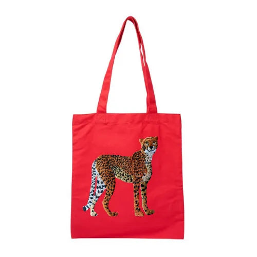 ILISAH Canvas Tote in Cheetah print, 100% cotton, perfect for everyday use, available in Navy Blue, Black, and Beige White.
