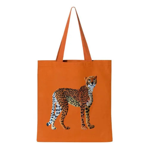 ILISAH Canvas Tote in Cheetah print, 100% cotton, perfect for everyday use, available in Navy Blue, Black, and Beige White.
