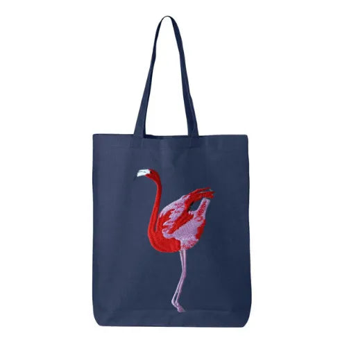 Canvas Tote in Flamingo by ILISAH, featuring a vibrant pink flamingo design on durable 100% cotton canvas, perfect for eve...