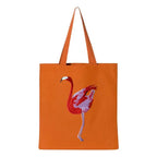 Canvas Tote in Flamingo by ILISAH, featuring a vibrant pink flamingo design on durable 100% cotton canvas, perfect for eve...