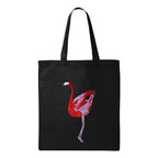 Canvas Tote in Flamingo by ILISAH, featuring a vibrant pink flamingo design on durable 100% cotton canvas, perfect for eve...