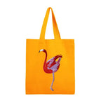 Canvas Tote in Flamingo by ILISAH, featuring a vibrant pink flamingo design on durable 100% cotton canvas, perfect for eve...
