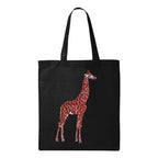 Canvas Tote - Giraffe by ILISAH in black, made from 100% cotton. Ideal for everyday use, perfect for errands and work.