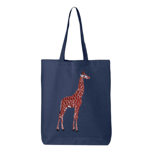 Canvas Tote - Giraffe by ILISAH in black, made from 100% cotton. Ideal for everyday use, perfect for errands and work.