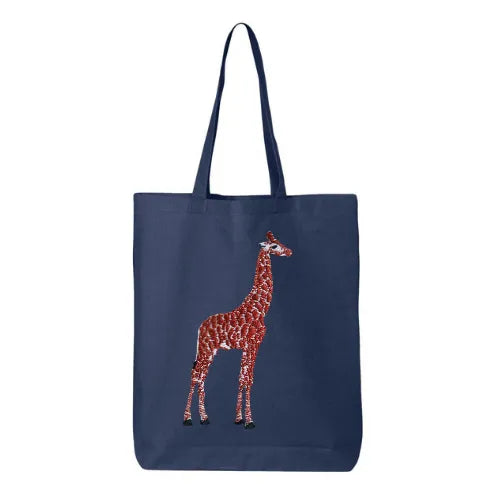 Canvas Tote - Giraffe by ILISAH in black, made from 100% cotton. Ideal for everyday use, perfect for errands and work.