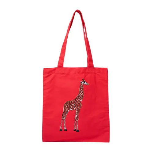 Canvas Tote - Giraffe by ILISAH in black, made from 100% cotton. Ideal for everyday use, perfect for errands and work.