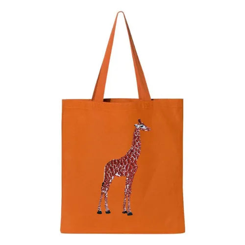 Canvas Tote - Giraffe by ILISAH in black, made from 100% cotton. Ideal for everyday use, perfect for errands and work.