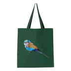 Lilac Breasted Roller Canvas Tote by ILISAH, 100% cotton, perfect for daily use, shown in navy blue variant.