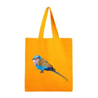 Lilac Breasted Roller Canvas Tote by ILISAH, 100% cotton, perfect for daily use, shown in navy blue variant.