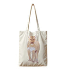 Canvas Tote - Lion by ILISAH in Pine Green, 100% cotton, perfect for everyday use, errands, and casual outings.