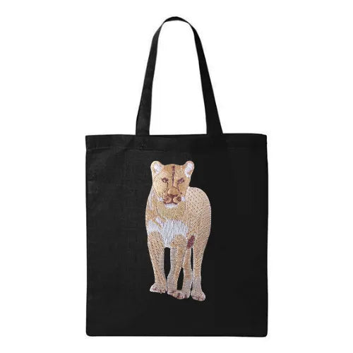 Canvas Tote - Lion by ILISAH in Pine Green, 100% cotton, perfect for everyday use, errands, and casual outings.