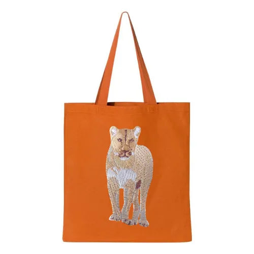 Canvas Tote - Lion by ILISAH in Pine Green, 100% cotton, perfect for everyday use, errands, and casual outings.