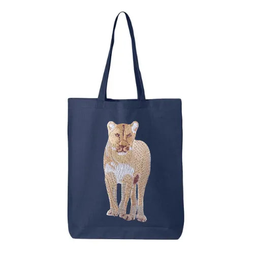 Canvas Tote - Lion by ILISAH in Pine Green, 100% cotton, perfect for everyday use, errands, and casual outings.