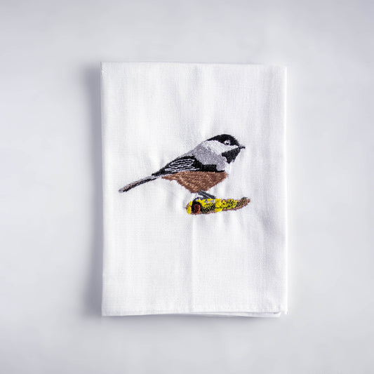 Napkins with Chickadee Embroidery