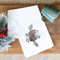 Christmas Kitchen Towel with Acorn Motif by Ilisah, handmade from 100% Kenyan cotton, perfect for festive kitchen decor an...