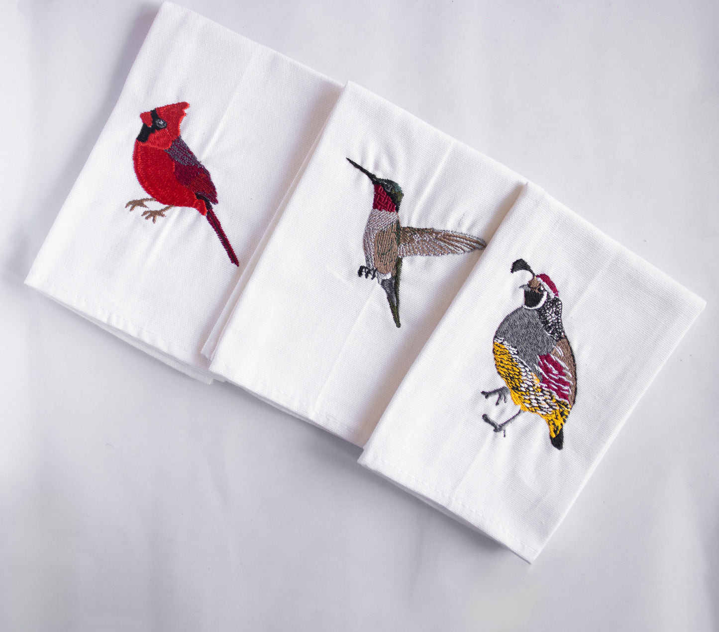 Napkins with Chickadee Embroidery