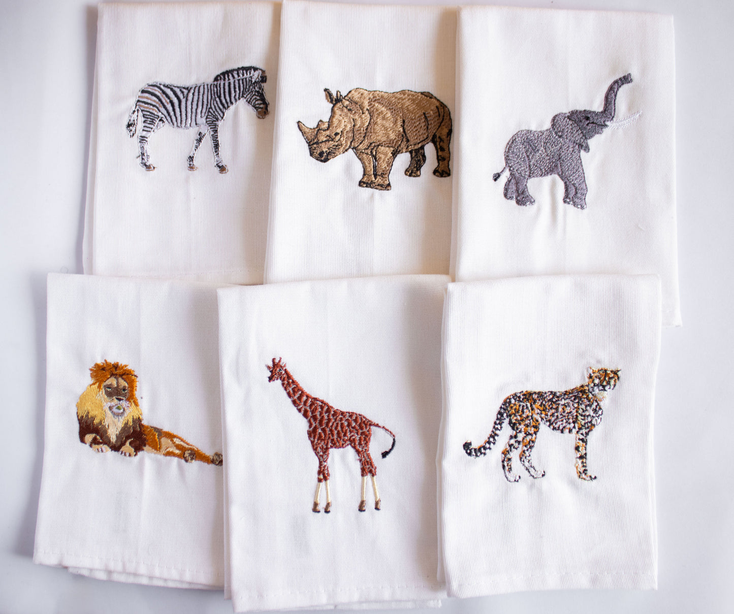 Napkins with Rhino Embroidery