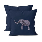 Handmade ILISAH elephant embroidery cushion covers in beige and white, perfect for chairs and sofas, adding charm to any s...