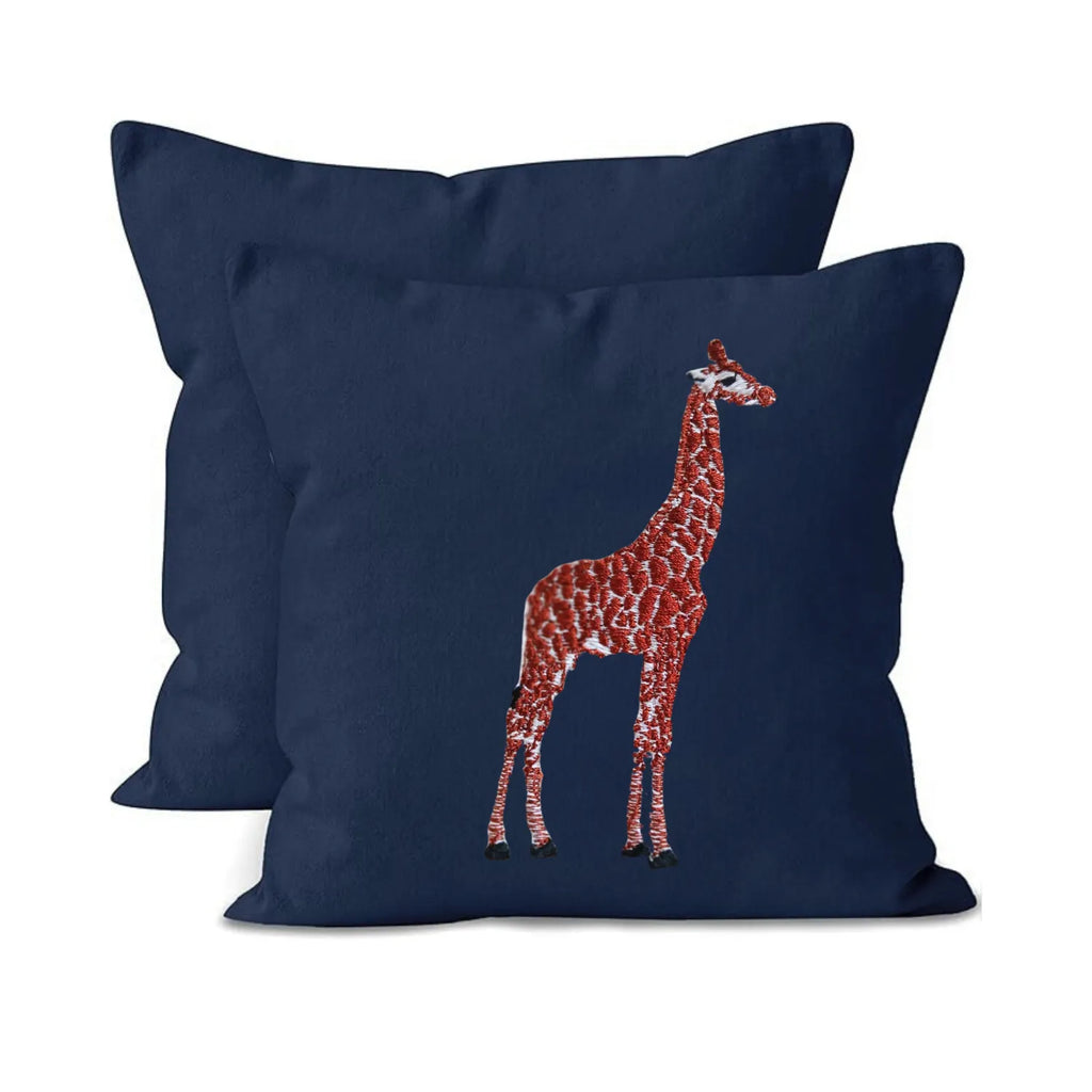 Giraffe embroidery cushion covers by ILISAH in beige and white, perfect for refreshing your chair or sofa with artisan charm.