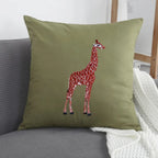 Giraffe embroidery cushion covers by ILISAH in beige and white, perfect for refreshing your chair or sofa with artisan charm.