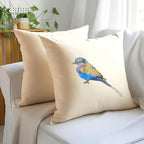 Handmade ILISAH lilac-breasted roller embroidered cushion cover in vibrant colors, perfect for refreshing your couch or bed.