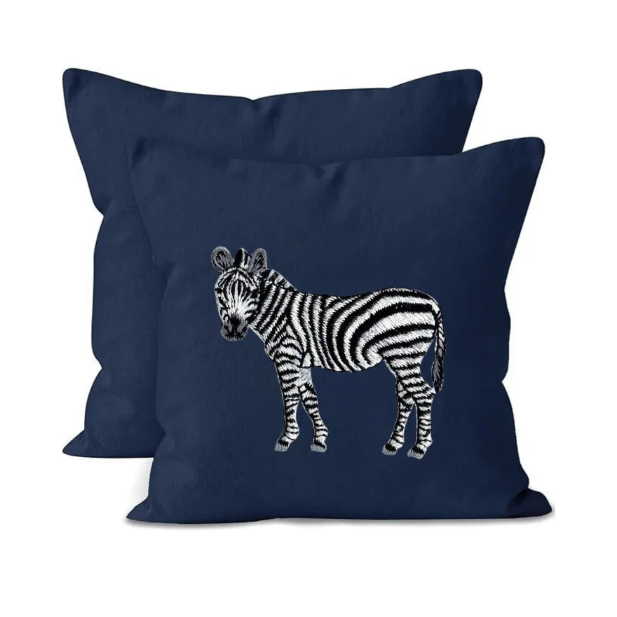 Handmade ILISAH Zebra Embroidery cushion covers in beige and white, perfect for refreshing chairs and sofas. Shop all cush...