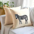 Handmade ILISAH Zebra Embroidery cushion covers in beige and white, perfect for refreshing chairs and sofas. Shop all cush...