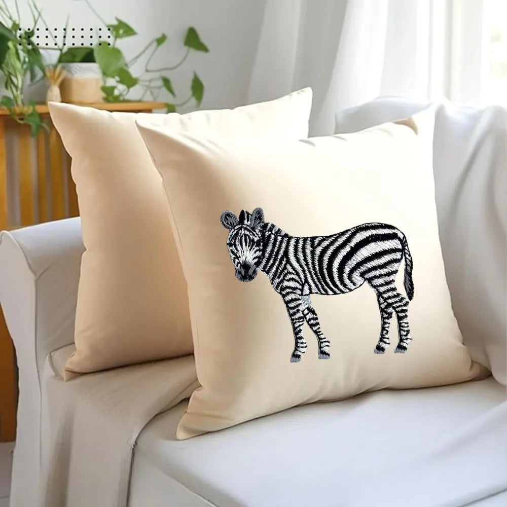 Handmade ILISAH Zebra Embroidery cushion covers in beige and white, perfect for refreshing chairs and sofas. Shop all cush...