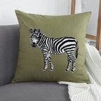 Handmade ILISAH Zebra Embroidery cushion covers in beige and white, perfect for refreshing chairs and sofas. Shop all cush...