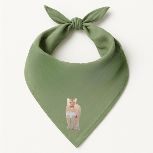 Green Safari Bandana - Animal Embroidery
